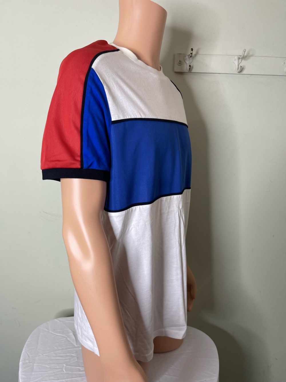 ASOS White, Blue & Red Block Crewneck Tee